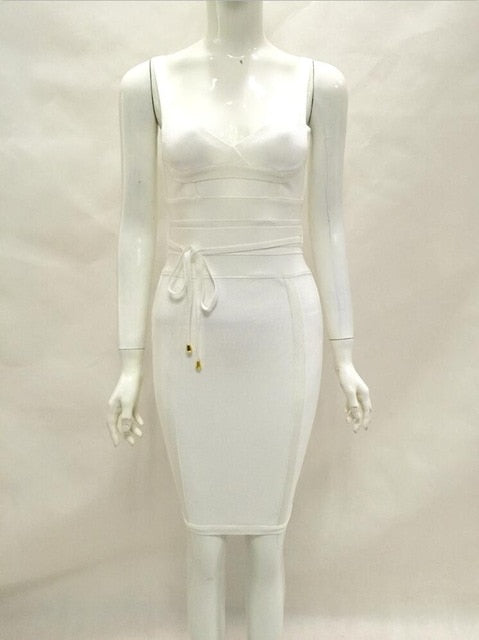 Wholesale Women Summer Sexy Strap Black White Lace Bandage Dress 2018 Celebrity Designer Fashion Dress Vestido