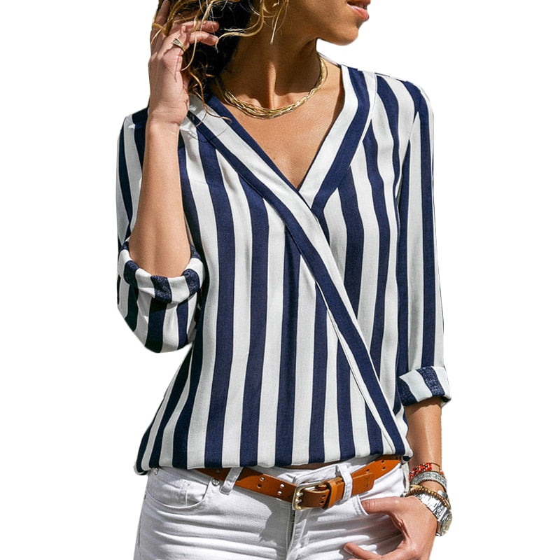 Women Blouses Fashion Long Sleeve Turn Down Collar Office Shirt Chiffon Blouse Shirt Casual Tops Plus Size
