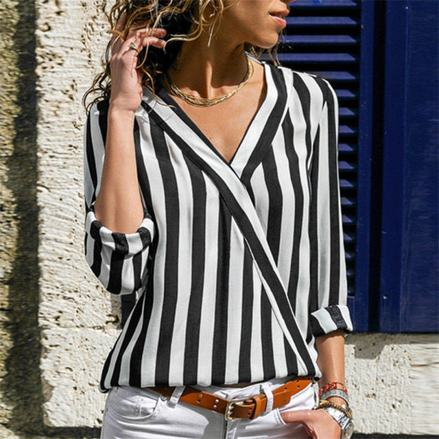 Women Blouses Fashion Long Sleeve Turn Down Collar Office Shirt Chiffon Blouse Shirt Casual Tops Plus Size