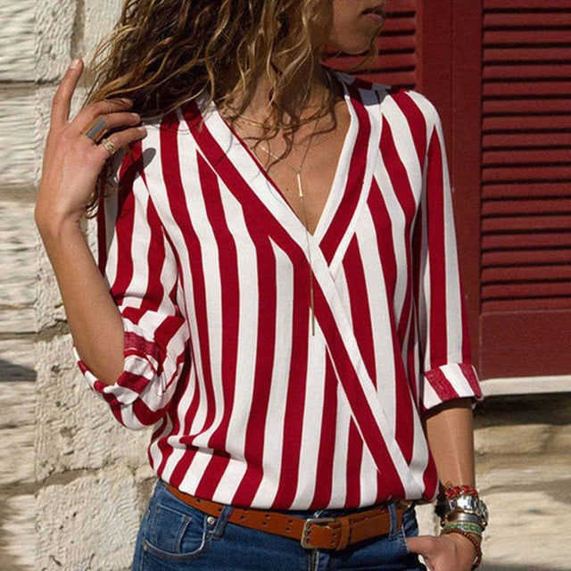 Women Blouses Fashion Long Sleeve Turn Down Collar Office Shirt Chiffon Blouse Shirt Casual Tops Plus Size