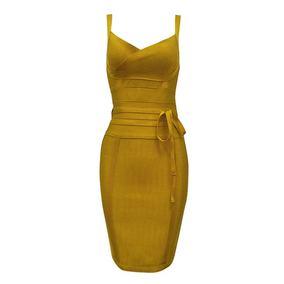 2020 Newest Fashion Bandage Dress Women Spaghetti Strap V-Neck Belt Sexy Night Club Evening Party Bodycon Dress Women Vestidos