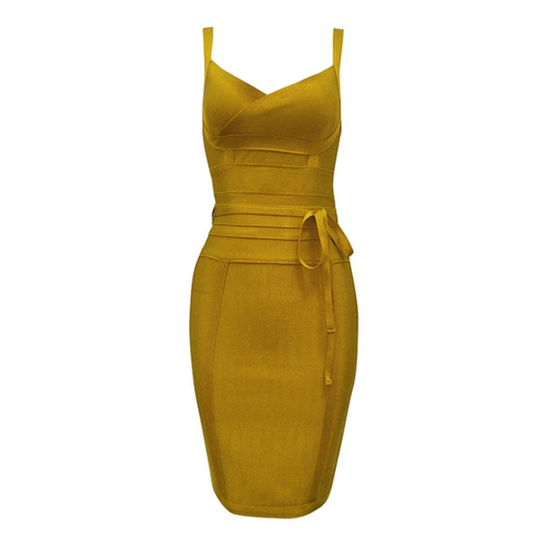 2020 Newest Fashion Bandage Dress Women Spaghetti Strap V-Neck Belt Sexy Night Club Evening Party Bodycon Dress Women Vestidos