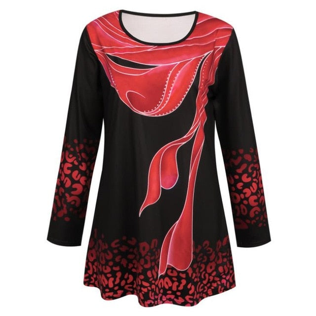 Shirt Blouse Women Spring Summer Printing Shirt 3/4 sleeve Casual Hem Irregularity Female fashion shirt Tops Plus Size