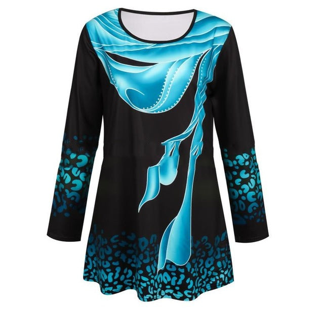 Shirt Blouse Women Spring Summer Printing Shirt 3/4 sleeve Casual Hem Irregularity Female fashion shirt Tops Plus Size