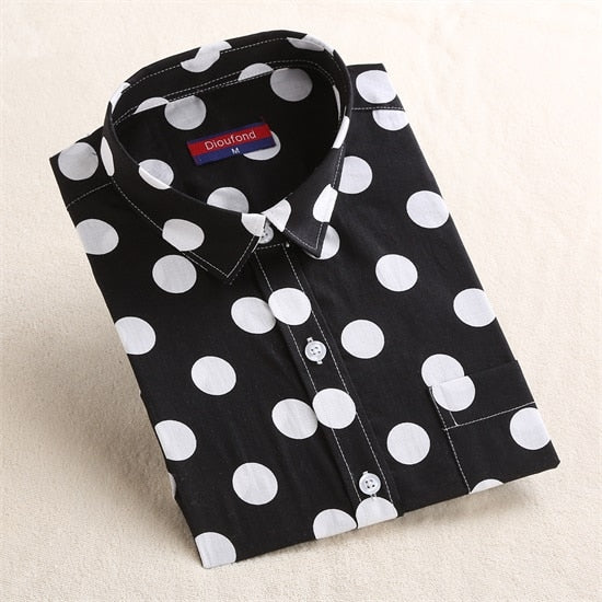Dioufond Vintage Womens Tops and Blouses Cotton Floral Print Shirt Long Sleeve Blusas Femininas Plus Size Female Clothes Fashion
