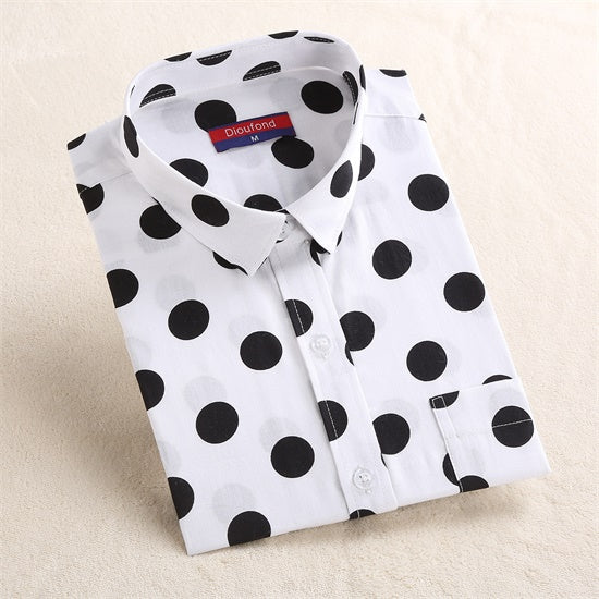 Dioufond Vintage Womens Tops and Blouses Cotton Floral Print Shirt Long Sleeve Blusas Femininas Plus Size Female Clothes Fashion