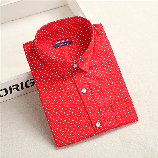Dioufond Vintage Womens Tops and Blouses Cotton Floral Print Shirt Long Sleeve Blusas Femininas Plus Size Female Clothes Fashion