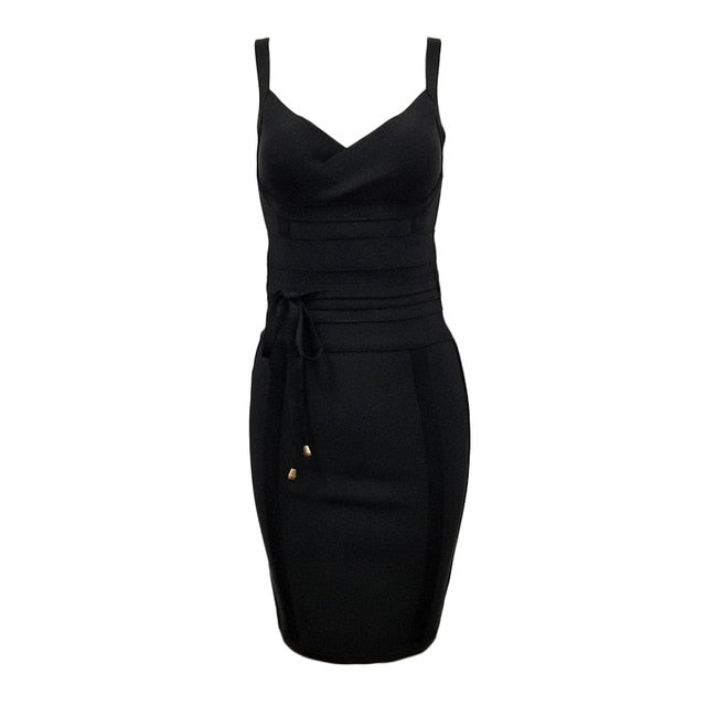 2020 Newest Fashion Bandage Dress Women Spaghetti Strap V-Neck Belt Sexy Night Club Evening Party Bodycon Dress Women Vestidos