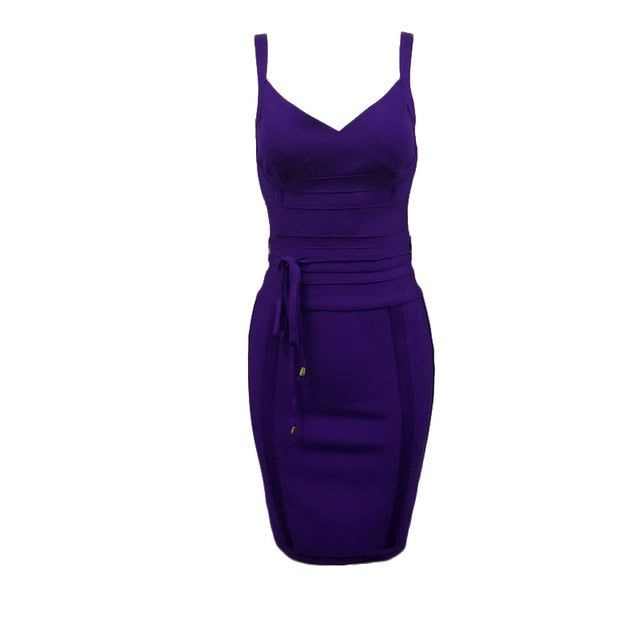 2020 Newest Fashion Bandage Dress Women Spaghetti Strap V-Neck Belt Sexy Night Club Evening Party Bodycon Dress Women Vestidos