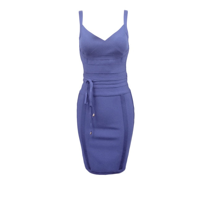 2020 Newest Fashion Bandage Dress Women Spaghetti Strap V-Neck Belt Sexy Night Club Evening Party Bodycon Dress Women Vestidos