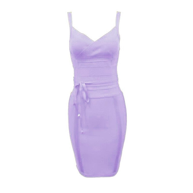2020 Newest Fashion Bandage Dress Women Spaghetti Strap V-Neck Belt Sexy Night Club Evening Party Bodycon Dress Women Vestidos