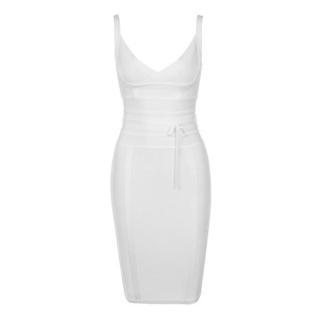 2020 Newest Fashion Bandage Dress Women Spaghetti Strap V-Neck Belt Sexy Night Club Evening Party Bodycon Dress Women Vestidos