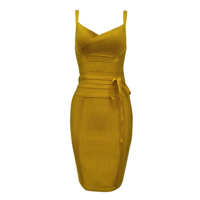 2020 Newest Fashion Bandage Dress Women Spaghetti Strap V-Neck Belt Sexy Night Club Evening Party Bodycon Dress Women Vestidos