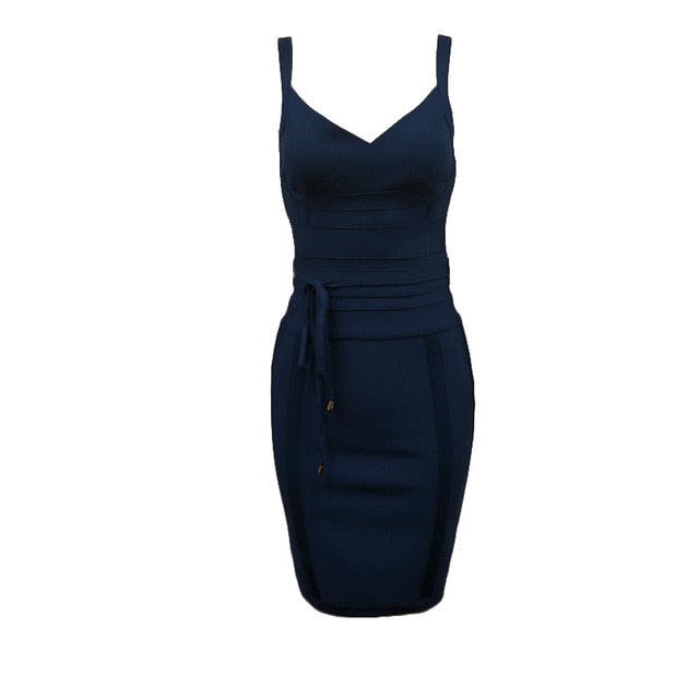 2020 Newest Fashion Bandage Dress Women Spaghetti Strap V-Neck Belt Sexy Night Club Evening Party Bodycon Dress Women Vestidos