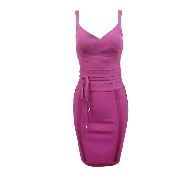 2020 Newest Fashion Bandage Dress Women Spaghetti Strap V-Neck Belt Sexy Night Club Evening Party Bodycon Dress Women Vestidos