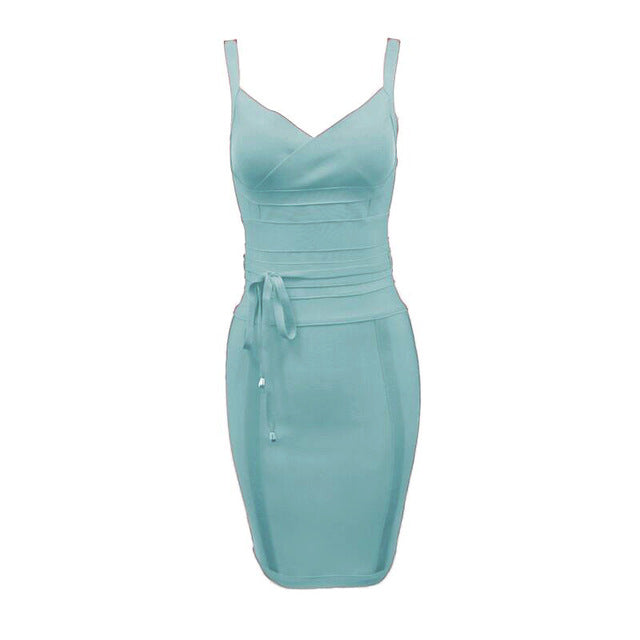 2020 Newest Fashion Bandage Dress Women Spaghetti Strap V-Neck Belt Sexy Night Club Evening Party Bodycon Dress Women Vestidos