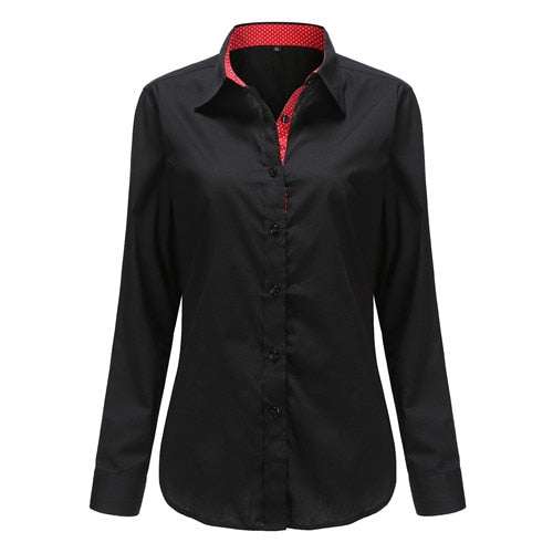 Dioufond  Fashion Polka Dot  Blouse Long Sleeve Shirt Women Blouses Cotton Women Shirts Red Blue Dot Top Blusas Women Tops