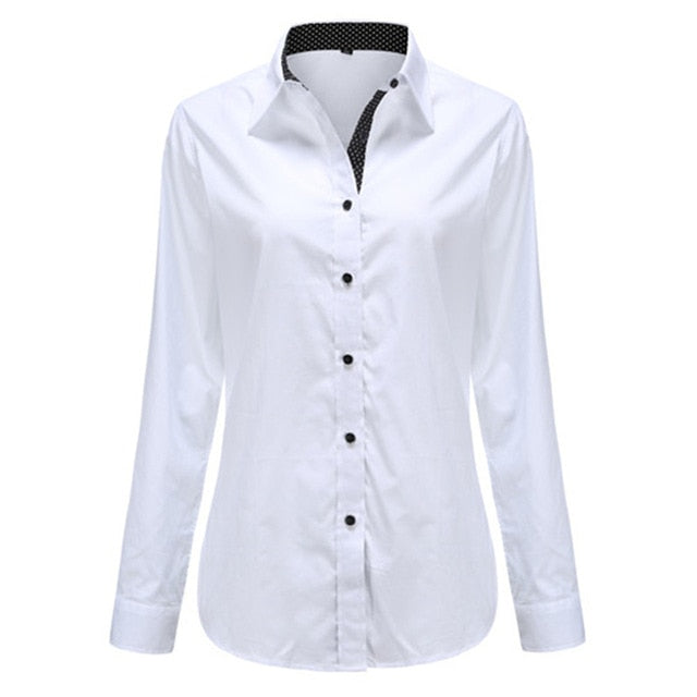 Dioufond  Fashion Polka Dot  Blouse Long Sleeve Shirt Women Blouses Cotton Women Shirts Red Blue Dot Top Blusas Women Tops
