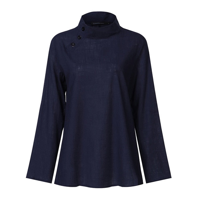 2020 Fashion Tops Tunic Women Long Sleeve Blouses Celmia Autumn Female Button Cotton Linen Shirt Casual Loose Blusas Femme S-5XL
