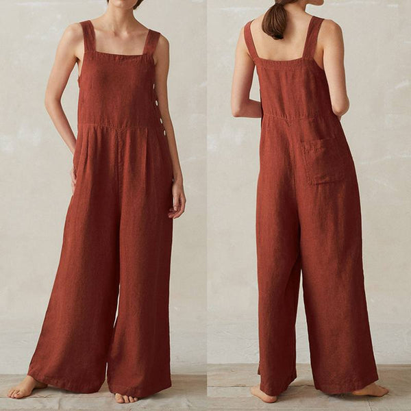 2020 ZANZEA Plus Size Linen Overalls Women's Summer Jumpsuits Casual Suspender Wide Leg Pants Rompers Female Button Playsuits