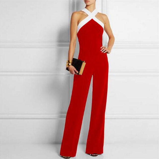 Long Women Jumpsuits 2020 Summer Plus Size Pants Sexy Halter Neck Off Shoulder Sleeveless Rompers Casual Playsuit Lady Overalls