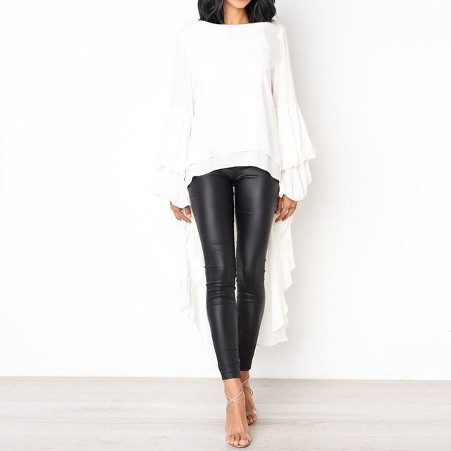 Lantern Sleeve Layered Shirts Women Asymmetrical Blouse 2020 ZANZEA Fashion Tops Female Casual Blusas Femininas Plus Size Shirts