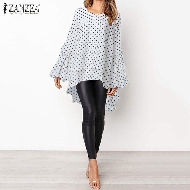 Lantern Sleeve Layered Shirts Women Asymmetrical Blouse 2020 ZANZEA Fashion Tops Female Casual Blusas Femininas Plus Size Shirts