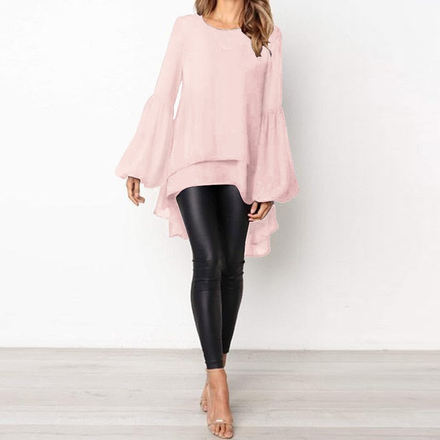 Lantern Sleeve Layered Shirts Women Asymmetrical Blouse 2020 ZANZEA Fashion Tops Female Casual Blusas Femininas Plus Size Shirts
