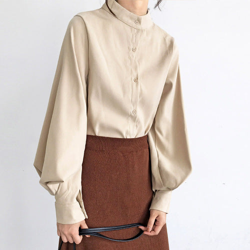 Fashion women blouse shirt lantern long sleeve women shirts solid stand collar office blouse womens tops and blouses 2516 50