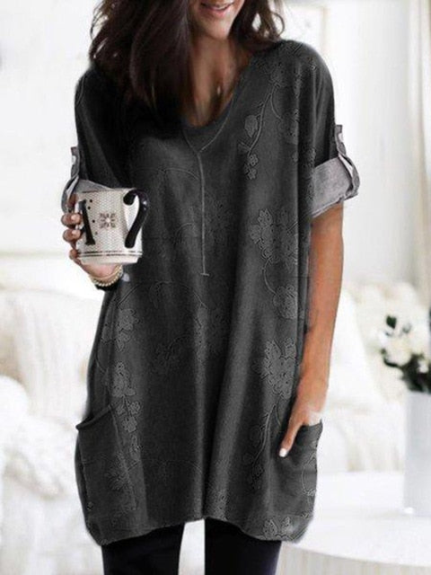 Fashion O-neck Long Sleeve Gradient Color Loose Casual Dress Women 2019 Autumn Pocket Long Tops Plus Size Ladies Dresses