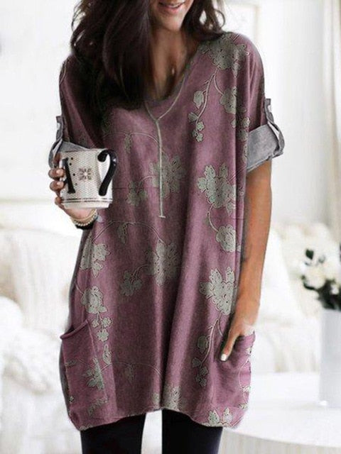 Fashion O-neck Long Sleeve Gradient Color Loose Casual Dress Women 2019 Autumn Pocket Long Tops Plus Size Ladies Dresses