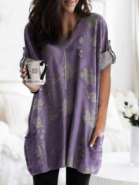 Fashion O-neck Long Sleeve Gradient Color Loose Casual Dress Women 2019 Autumn Pocket Long Tops Plus Size Ladies Dresses