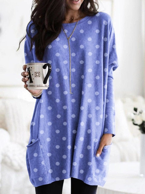Fashion O-neck Long Sleeve Gradient Color Loose Casual Dress Women 2019 Autumn Pocket Long Tops Plus Size Ladies Dresses