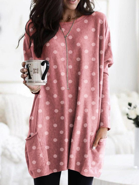 Fashion O-neck Long Sleeve Gradient Color Loose Casual Dress Women 2019 Autumn Pocket Long Tops Plus Size Ladies Dresses