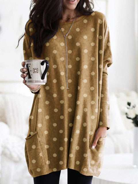 Fashion O-neck Long Sleeve Gradient Color Loose Casual Dress Women 2019 Autumn Pocket Long Tops Plus Size Ladies Dresses