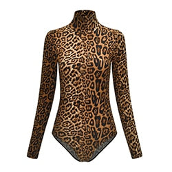 EIFER Leopard Bodysuit for Women Sexy Bodycon Skinny Body Suit Turtleneck Long Sleeve Playsuit Printed Romper Jumpsuits