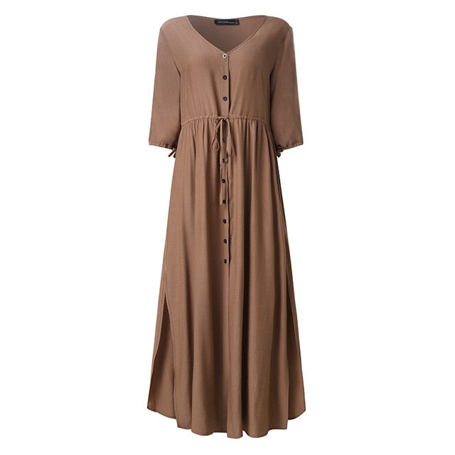 Fashion Tunic Midi Dress Women's Summer Sundress ZANZEA 2020 Sexy V Neck Asymmetrical Vestidos Female Plus Size Ruffle Robe