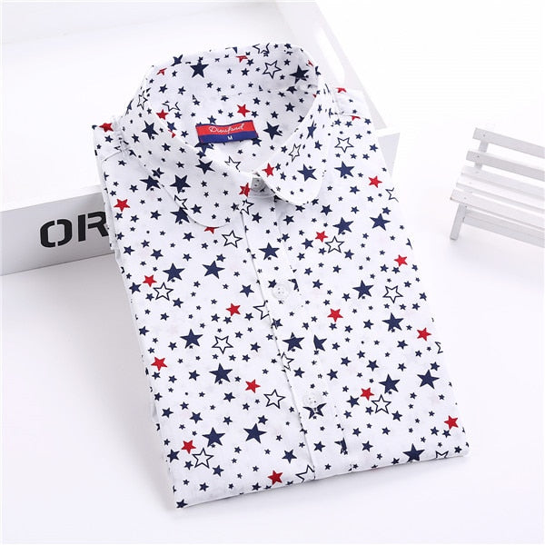 Dioufond  Fashion Polka Dot  Blouse Long Sleeve Shirt Women Blouses Cotton Women Shirts Red Blue Dot Top Blusas Women Tops