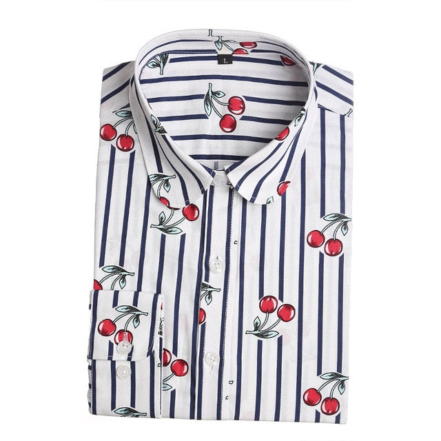 Dioufond Vintage Womens Tops and Blouses Cotton Floral Print Shirt Long Sleeve Blusas Femininas Plus Size Female Clothes Fashion