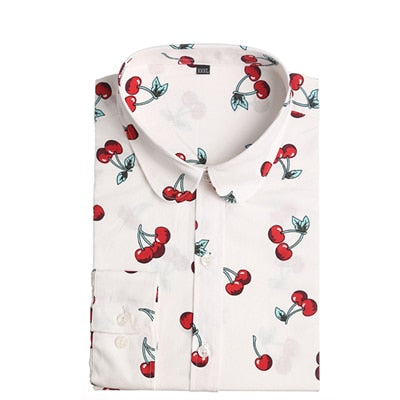 Dioufond Vintage Womens Tops and Blouses Cotton Floral Print Shirt Long Sleeve Blusas Femininas Plus Size Female Clothes Fashion