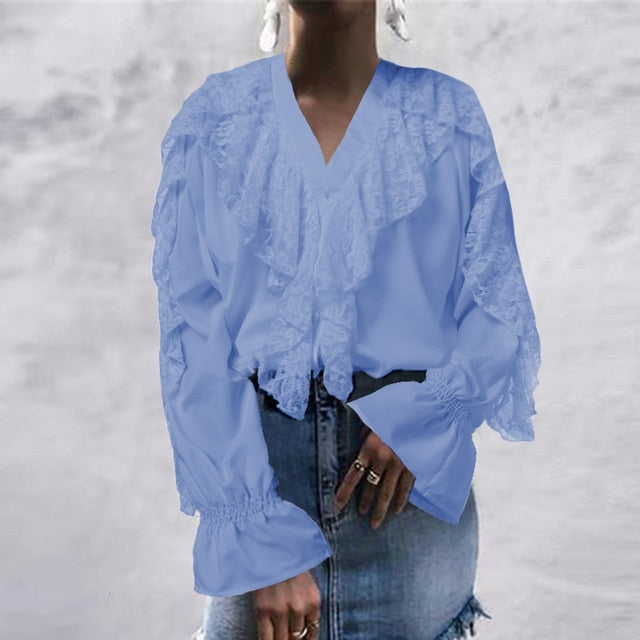 Plus Size Women Blouse Celmia 2020 Summer Ruffled Stylish Tops Sexy V neck Long Sleeve Shirt Female Casual Buttons Sweet Blusas