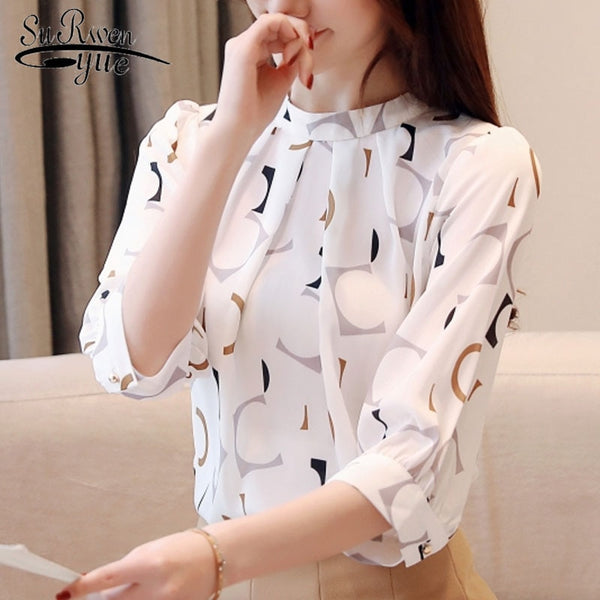 blusas mujer de moda 2019 korean fashion clothing womens tops blouses shirts ladies tops Chiffon blouse white shirt  2480 50
