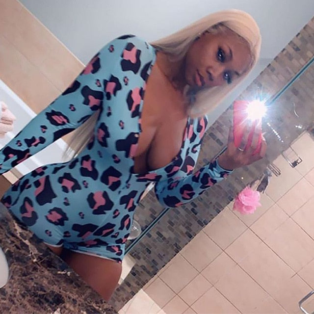 Sexy Women Bodysuit Long Sleeve Deep V Neck Bodycon Stretch Leotard Crop Tops Button Short Romper Pajamas Women Onesies Jumpsuit