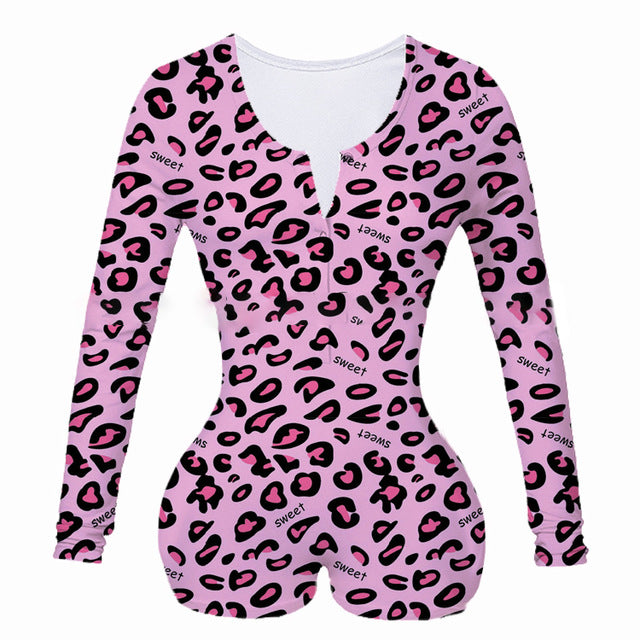 Sexy Women Bodysuit Long Sleeve Deep V Neck Bodycon Stretch Leotard Crop Tops Button Short Romper Pajamas Women Onesies Jumpsuit