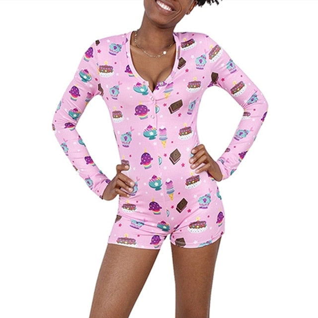 Sexy Women Bodysuit Long Sleeve Deep V Neck Bodycon Stretch Leotard Crop Tops Button Short Romper Pajamas Women Onesies Jumpsuit