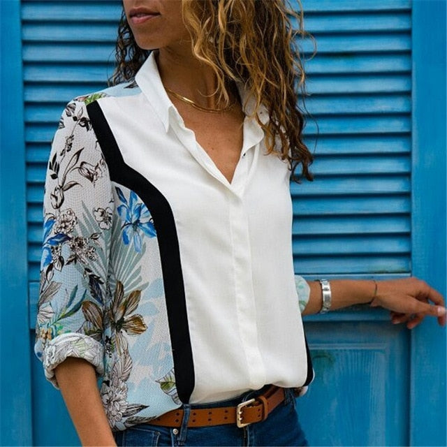 Aachoae blusas femininas 2020 moda manga longa turn down colarinho camisa blusa camisa de escritório casual tops plus size blusas femininas