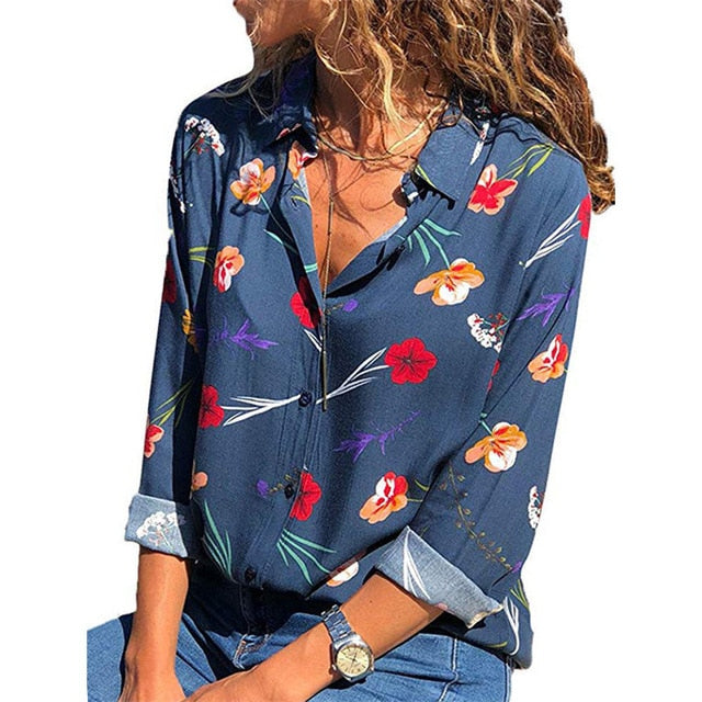 Aachoae blusas femininas 2020 moda manga longa turn down colarinho camisa blusa camisa de escritório casual tops plus size blusas femininas