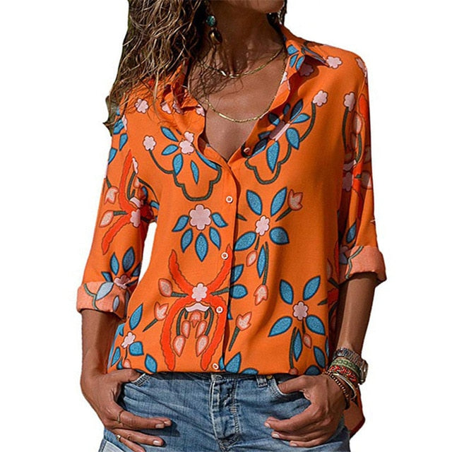 Aachoae blusas femininas 2020 moda manga longa turn down colarinho camisa blusa camisa de escritório casual tops plus size blusas femininas
