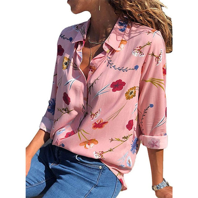 Aachoae blusas femininas 2020 moda manga longa turn down colarinho camisa blusa camisa de escritório casual tops plus size blusas femininas
