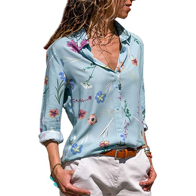 Aachoae blusas femininas 2020 moda manga longa turn down colarinho camisa blusa camisa de escritório casual tops plus size blusas femininas